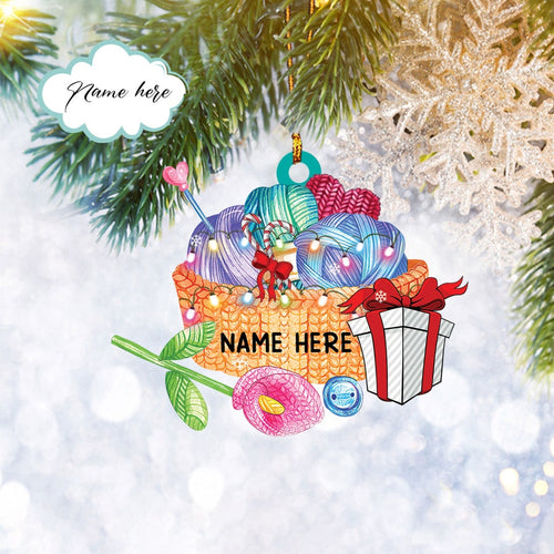 Custom Knitting Yarns Accessories String Lights Flat 2D Ornament, Christmas Tree Ornament, Home Decor Plastic Ornament