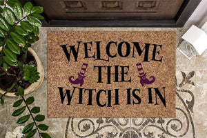 Welcome The Witch Is In Halloween Doormat | Best Outdoor Halloween Decoration