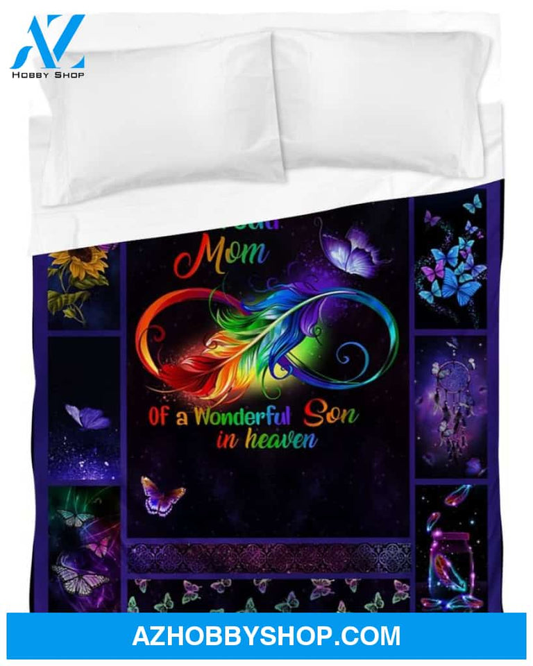 I'm A Proud Mom Of A Wonderful Son In Heaven Fleece Blanket Purple Butterfly Blanket Gift For Mom Birthday Gift Home Decor Bedding Couch Sofa Soft And Comfy Cozy