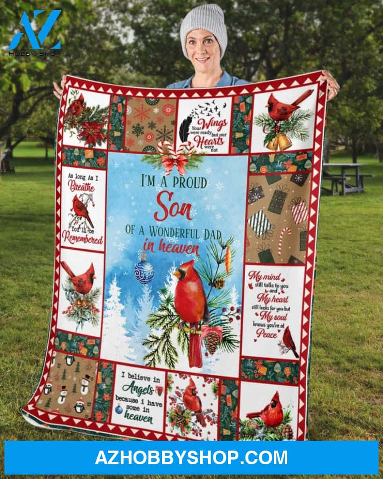 Im A Proud Son Of A Wonderful Dad In Heaven, Gift For Family Friends Gift Home Decor Bedding Couch Sofa Soft And Comfy Cozy
