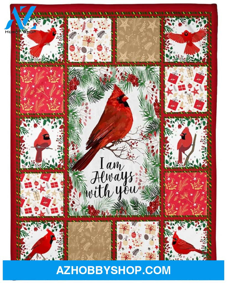 I'm Always With You Northern Cardinal Christmas Fleece Blanket Gift For Friends Birthday Gift Home Decor Bedding Couch Sofa Soft And Comfy Cozy