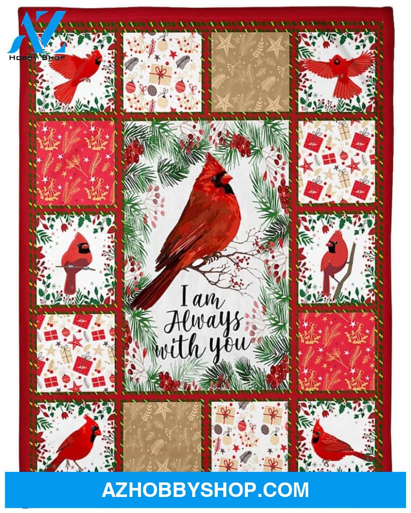 I'm Always With You Northern Cardinal Christmas Fleece Blanket Gift For Friends Birthday Gift Home Decor Bedding Couch Sofa Soft And Comfy Cozy