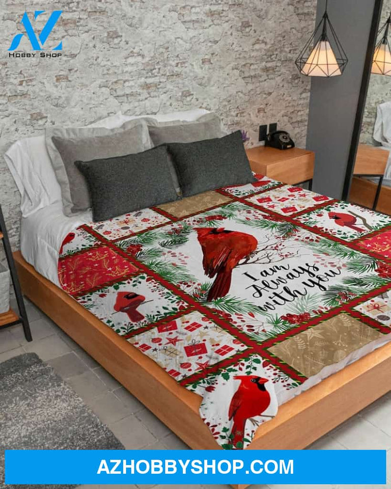 I'm Always With You Northern Cardinal Christmas Fleece Blanket Gift For Friends Birthday Gift Home Decor Bedding Couch Sofa Soft And Comfy Cozy