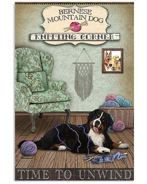 Top #147 Knitting Corner Bernese Mountain Dog Canvas Wall Art, Wall Art Prints Unique Gifts