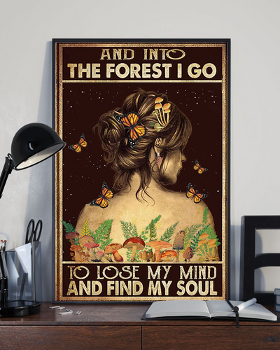 Butterfly Girl Poster Into The Forest Lose My Mind And Find My Soul Vintage Poster Canvas, Wall Decor Visual Art