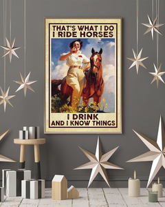 Girl Loves Horse And Wine Poster Prints That's What I Do Vintage Poster Canvas, Wall Decor Visual Art