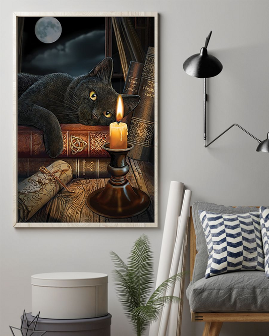 Cat And Book Loves Poster Vintage Poster Canvas, Wall Decor Visual Art