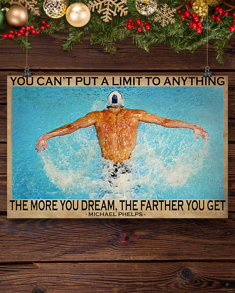 Swimming The More You Dream The Farther You Get Poster Swimmer Room Home Decor Wall Art Gifts Idea - Mostsuit