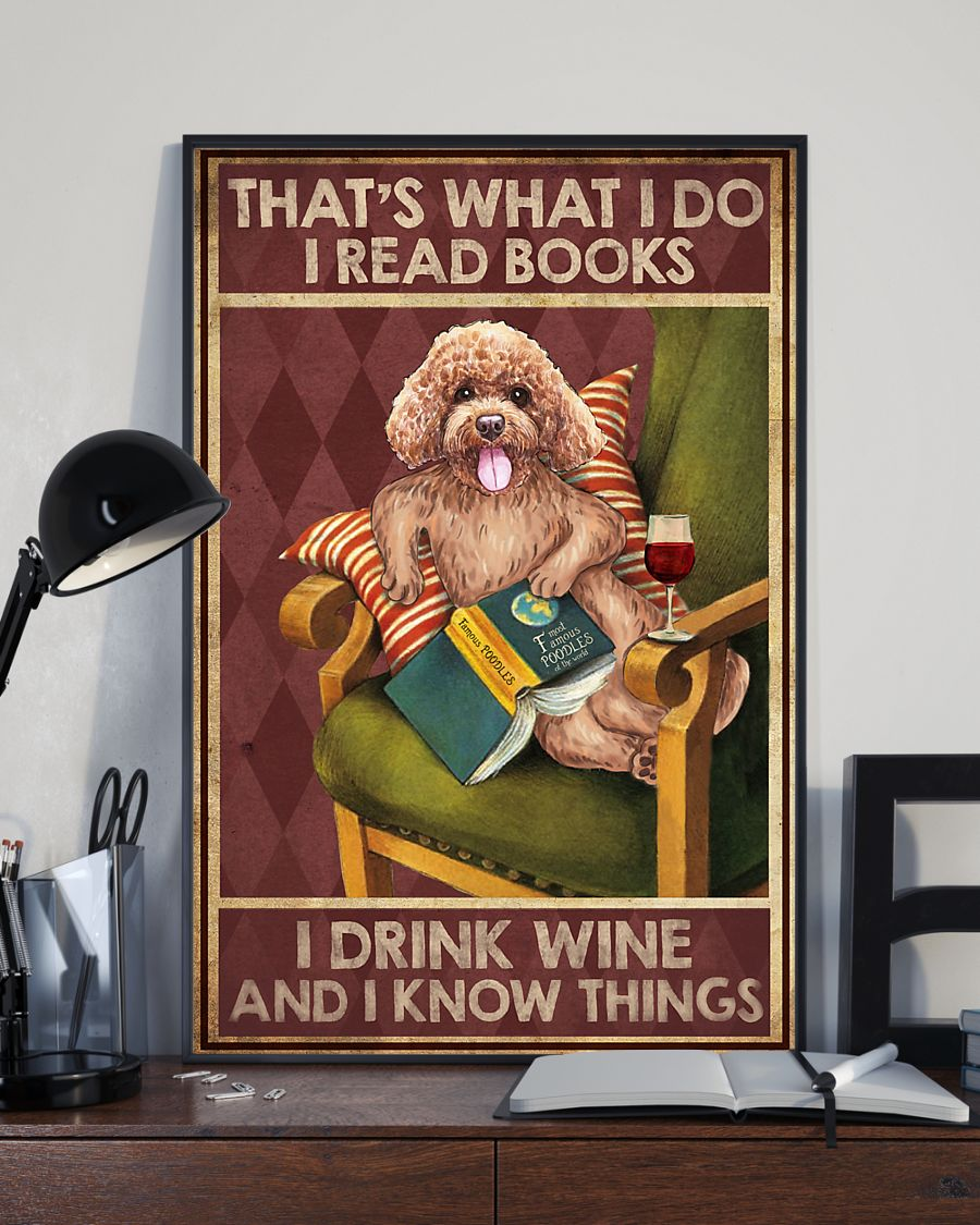 Poodle Read Book Drink Wine Poster That's What I Do Vintage Poster Canvas, Wall Decor Visual Art