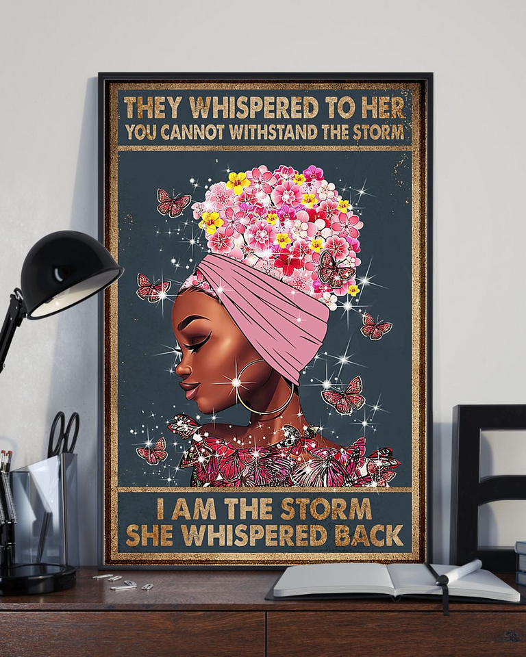 Afro Woman Black Girl Poster | Gift for Black Woman | Black Boho Pride Room Wall Art | I Am The Storm