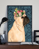 Pug Flowers Poster Dog Loves Vintage Poster Canvas, Wall Decor Visual Art