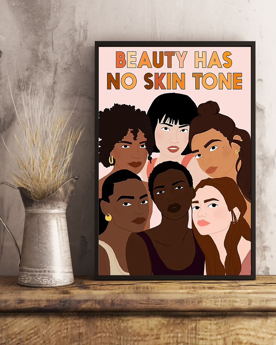 Beauty Has No Skin Tone Poster Black Melanin Girl Vintage Poster Canvas, Wall Decor Visual Art