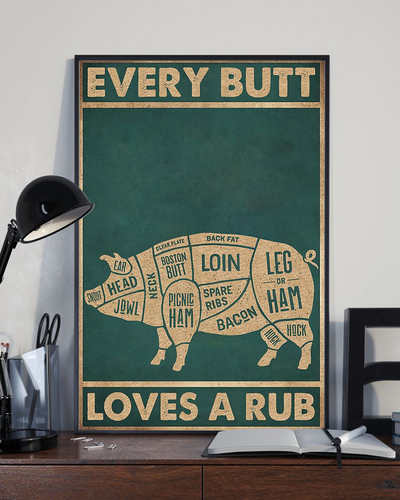 Pig Loves Poster Every Butt Loves a Rub Farm Vintage Poster Canvas, Wall Decor Visual Art