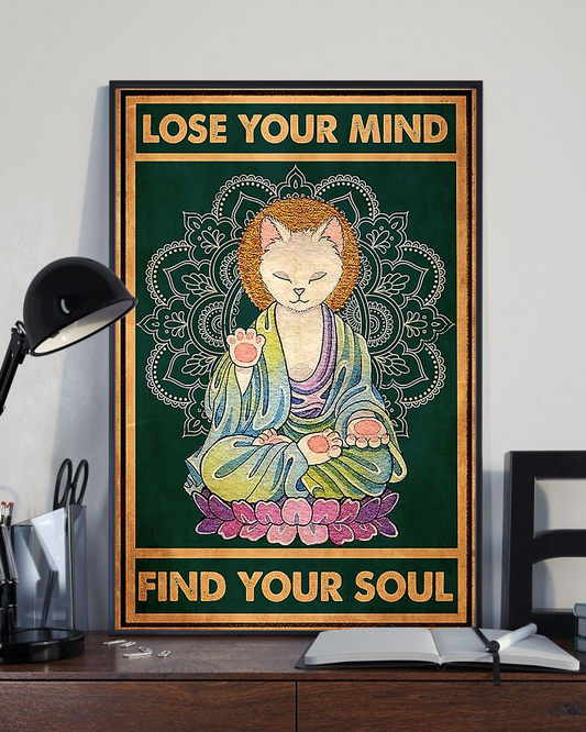Yoga Cat Loves Poster Lose Your Mind Find Your Soul Vintage Poster Canvas, Wall Decor Visual Art