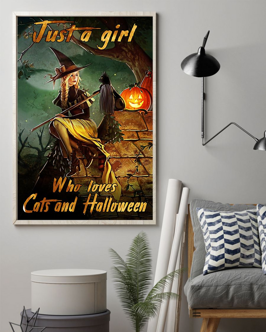 Cats And Halloween Loves Poster Vintage Poster Canvas, Wall Decor Visual Art