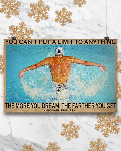 Swimming The More You Dream The Farther You Get Poster Swimmer Room Home Decor Wall Art Gifts Idea - Mostsuit