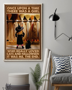Cats And Halloween Loves Poster Once Upon A Time Vintage Poster Canvas, Wall Decor Visual Art