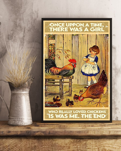 Chickens Loves Poster Once Upon A Time There Was A Girl Vintage Poster Canvas, Wall Decor Visual Art