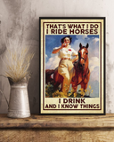 Girl Loves Horse And Wine Poster Prints That's What I Do Vintage Poster Canvas, Wall Decor Visual Art