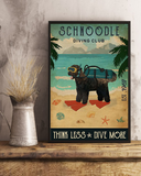 Schnoodle Dog Loves Poster Diving Club Think Less Dive More Vintage Poster Canvas, Wall Decor Visual Art