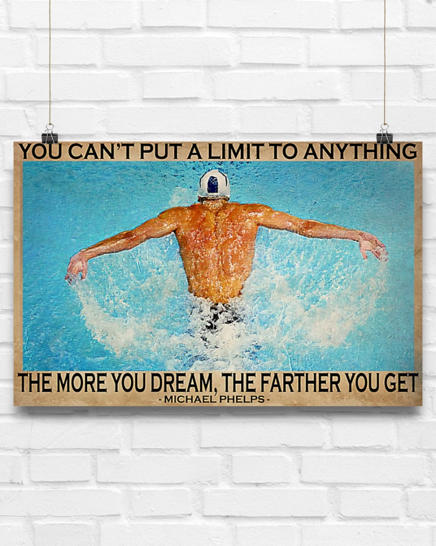 Swimming The More You Dream The Farther You Get Poster Swimmer Room Home Decor Wall Art Gifts Idea - Mostsuit