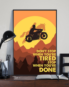 Motorcycle Biker Poster Stop When You Are Done Vintage Poster Canvas, Wall Decor Visual Art