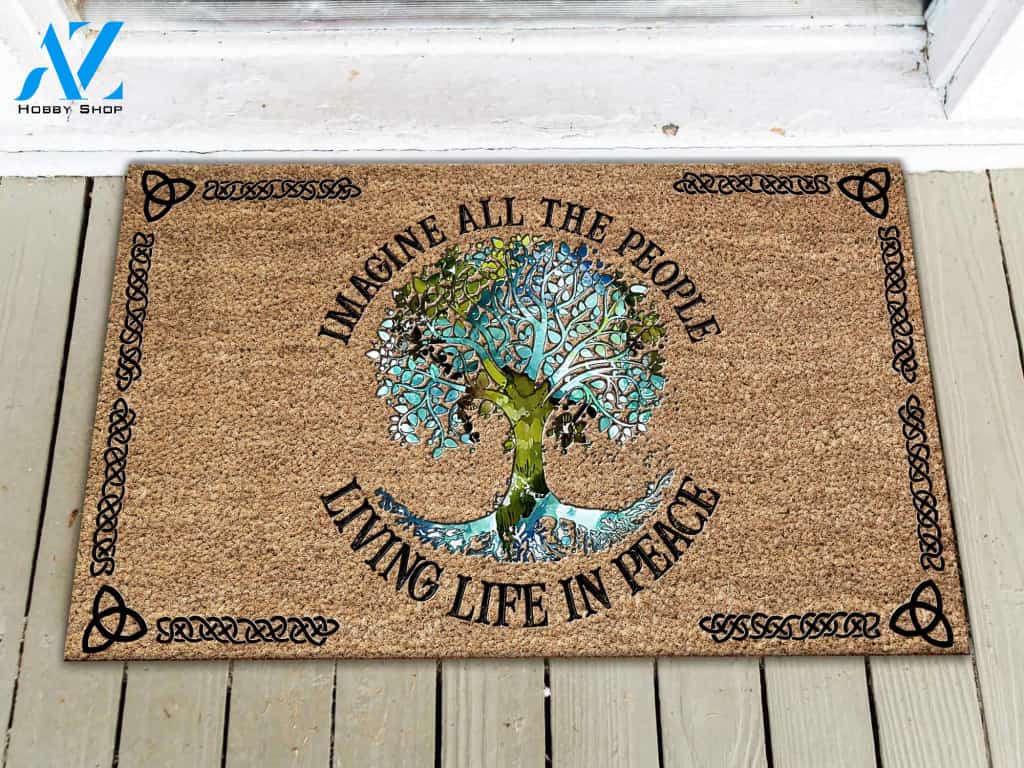 Imagine All The People Living Life In Peace Doormat | Welcome Mat | House Warming Gift