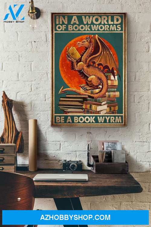 In A World Ok Bookworms Be A Book Wyrm Blood Moon Canvas And Poster, Wall Decor Visual Art, Halloween Gift, Happy Halloween