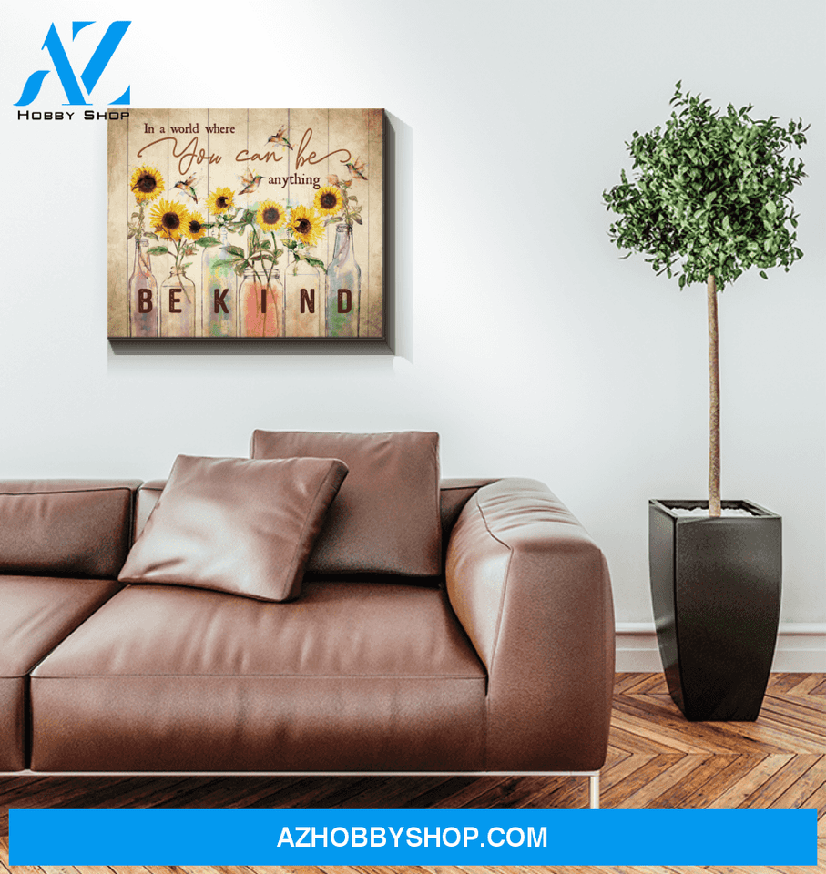 In A World Sunflower Hummingbird Wall Art Canvas
