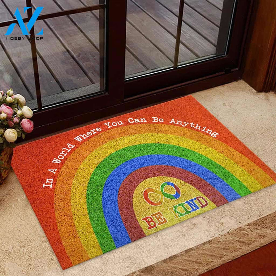 In A World Where You Can Be Anything Be Kind - Autism Acceptance Doormat