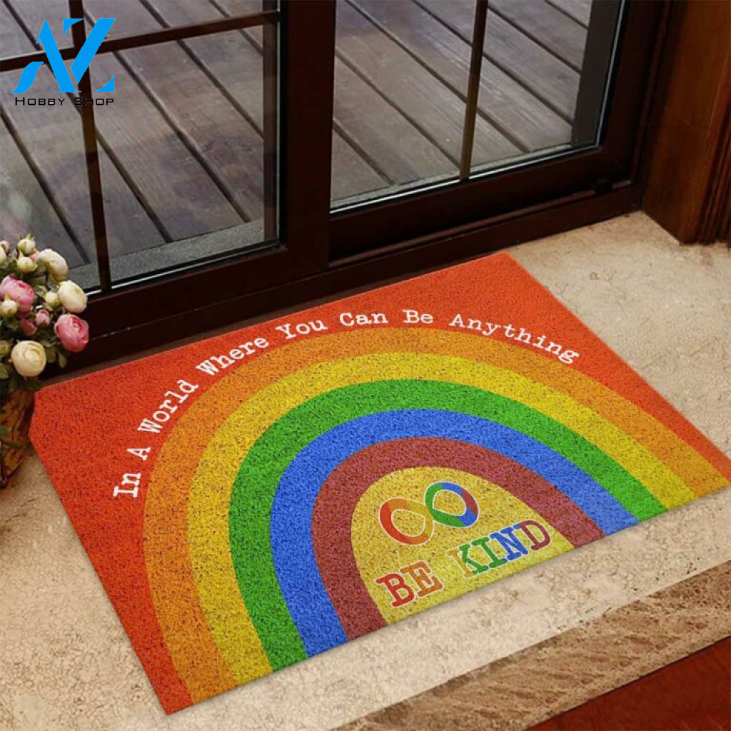 In A World Where You Can Be Anything Be Kind Autism Acceptance Doormat | Welcome Mat | House Warming Gift