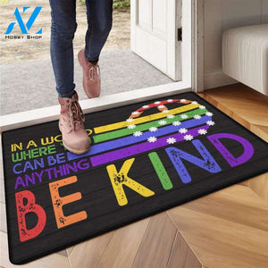 In A World Where You Can Be Anything Be Kind Doormat, LGBTQ Doormat, Peace Sign, Pride Doormat, Kindness Doormat, Welcome Doormat, LGBT Gift