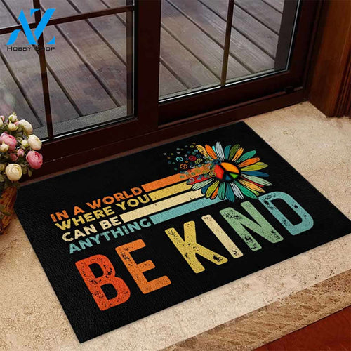In A World Where You Can Be Anything Be Kind Hippie Doormat Welcome Mat Housewarming Gift Home Decor Funny Doormat Gift For Friend Birthday Gift