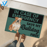 In Case Of Emergency Bulldog Doormat, Gift For Dog lovers, Welcome Mat Housewarming Gift Home Decor Funny Doormat Gift For Family Friend
