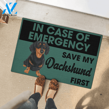 In Case Of Emergency Dachshund Doormat, Gift For Dog lovers, Welcome Mat Housewarming Gift Home Decor Funny Doormat Gift For Family Friend