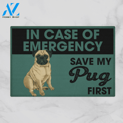 In Case Of Emergency PUG Doormat, Gift For Dog lovers, Welcome Mat Housewarming Gift Home Decor Funny Doormat Gift For Family Friend