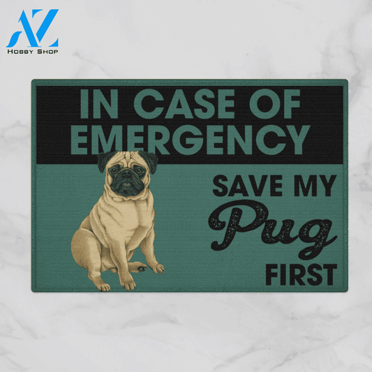 In Case Of Emergency PUG Doormat, Gift For Dog lovers, Welcome Mat Housewarming Gift Home Decor Funny Doormat Gift For Family Friend