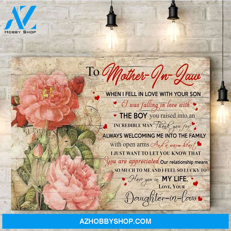 Gift for Mother-in-law From Daughter-in-law I Feel So Lucky To Have You In My Life Canvas