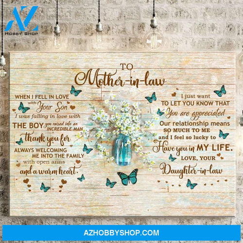 Gift For Mother In Law From Daughter In Law Thank You For Welcoming Me Into The Family Canvas