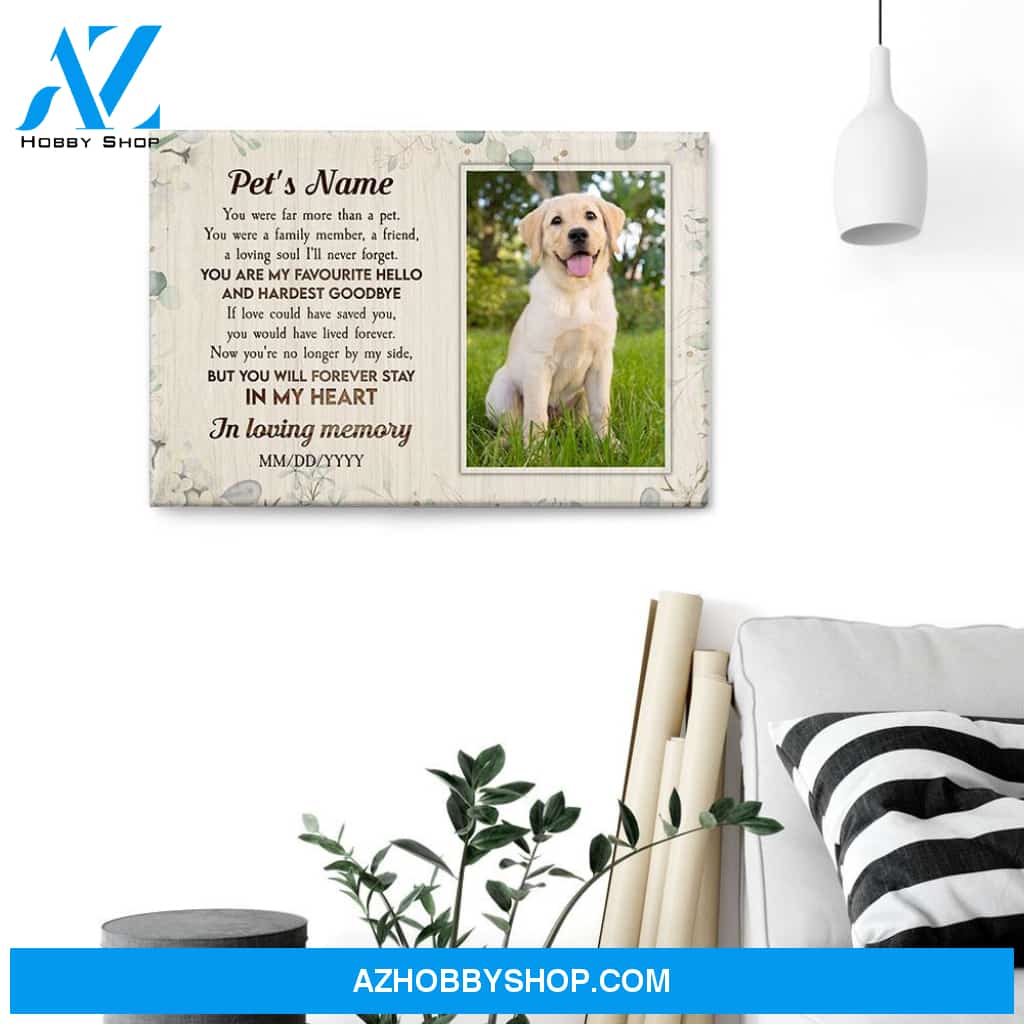 In Loving Memory Poster Dog Cat You Are My Favourite Hello And Hardest Goodbye, Dog, Cat Custom Poster/Canvas, Gift For Dog Lovers, Cat Lovers