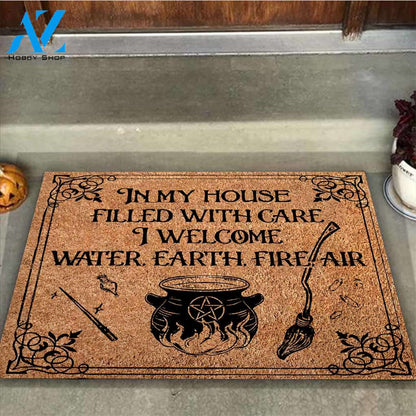 In My House Filled With Care Witch Funny Halloween Doormat Gift For Friend Family Birthday Gift Home Decor Warm House Gift Welcome Mat