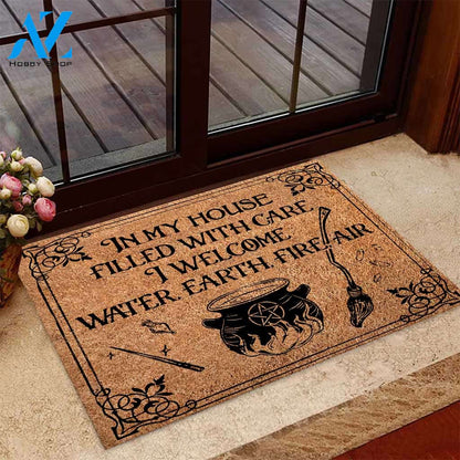 In My House Filled With Care Witch Funny Halloween Doormat Gift For Friend Family Birthday Gift Home Decor Warm House Gift Welcome Mat