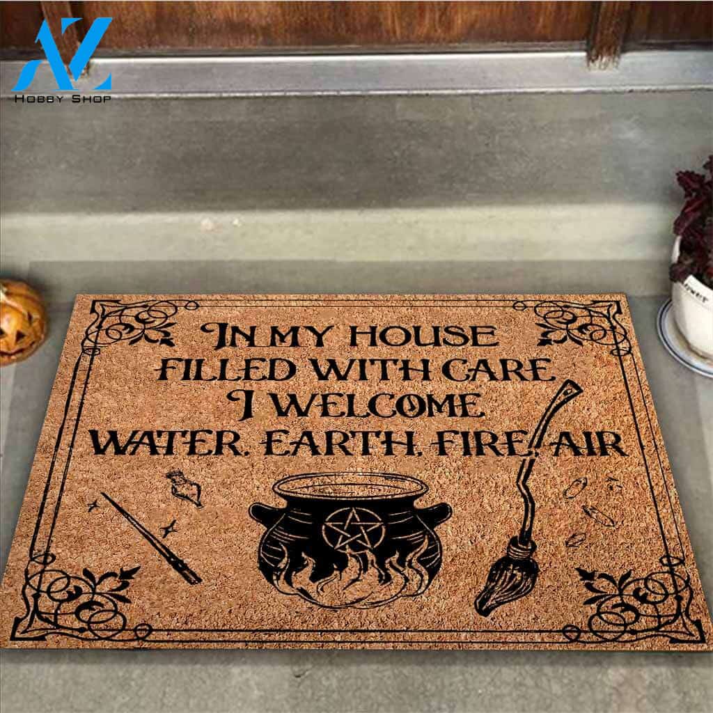 In My House – Witch Easy Clean Welcome DoorMat | Felt And Rubber | 40x60 cm | 45x75 cm | 60x90 cm | Colorful | DO1109