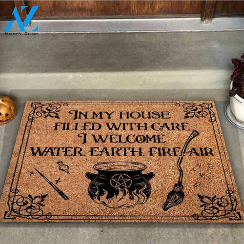 In My House – Witch Easy Clean Welcome DoorMat | Felt And Rubber | 40x60 cm | 45x75 cm | 60x90 cm | Colorful | DO1109