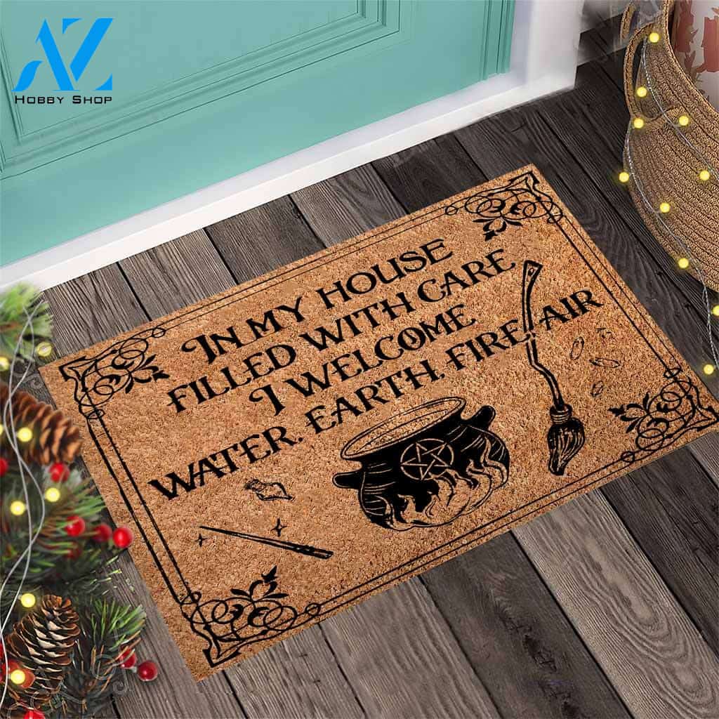 In My House – Witch Easy Clean Welcome DoorMat | Felt And Rubber | 40x60 cm | 45x75 cm | 60x90 cm | Colorful | DO1109
