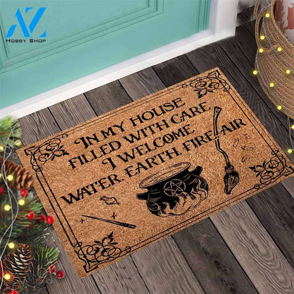 In My House – Witch Easy Clean Welcome DoorMat | Felt And Rubber | 40x60 cm | 45x75 cm | 60x90 cm | Colorful | DO1109