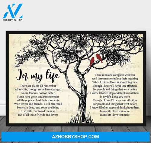 In My Life Lyric Poster Print, Music Favorite Song Wall Art Home Decor, Lyrics Poster Gift for Music Lover