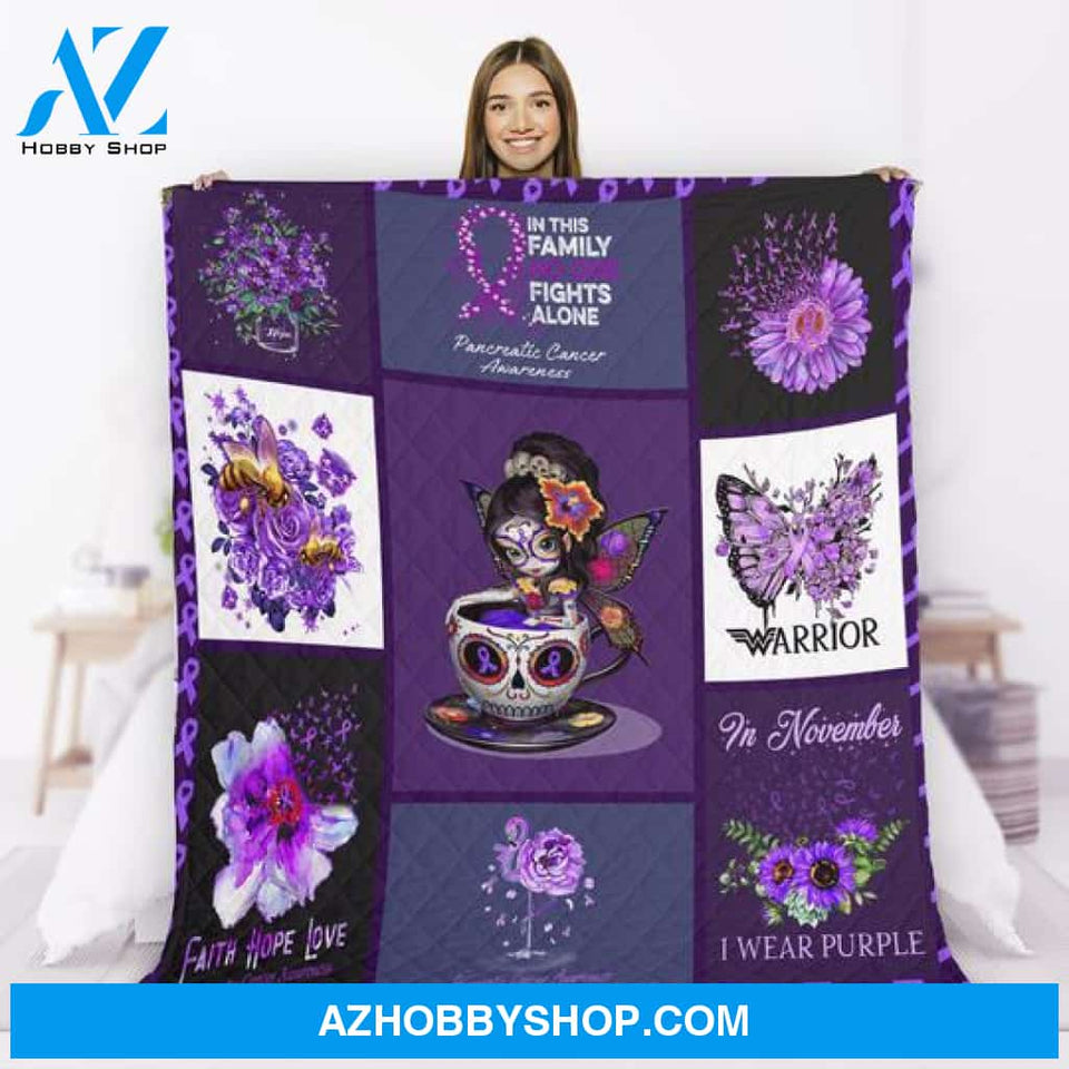 In November I wear purple Fleece Blanket, Faith Hope Love, Gift For Family & Friends Birthday Gift Home Decor Bedding Couch Sofa Soft