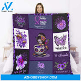 In November I wear purple Fleece Blanket, Faith Hope Love, Gift For Family & Friends Birthday Gift Home Decor Bedding Couch Sofa Soft