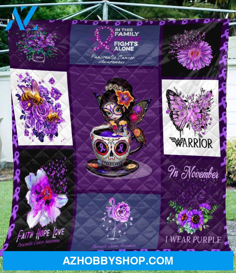 In November I wear purple Fleece Blanket, Faith Hope Love, Gift For Family & Friends Birthday Gift Home Decor Bedding Couch Sofa Soft